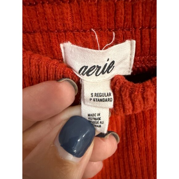 Aerie Women's Red Corduroy Flared Pants Size Small Party Holiday - Picture 6 of 6